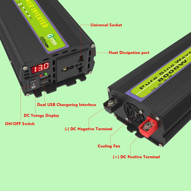 8000W Pure Sine Wave Inverter Car Single Digital Display Voltage Converter, Gurxun 12V-220V, Gurxun 24V-220V, Gurxun 48V-220V, Gurxun 60V-220V 8000W Pure Sine Wave Inverter Car Single Digital Display Voltage Converter, Gurxun 12V-220V, Gurxun 24V-220V, Gurxun 48V-220V, Gurxun 60V-220V